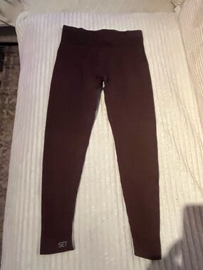 SET Active Brown Leggings with White Logo